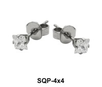 Stud Earring with Princess Cut CZ SQP