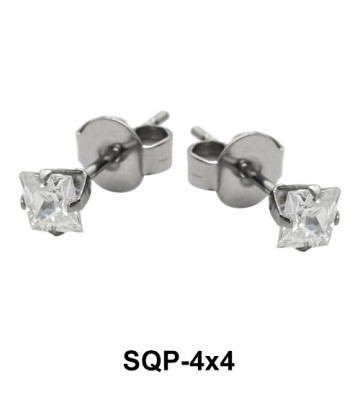 Stud Earring with Princess Cut CZ SQP