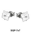 Stud Earring with Princess Cut CZ SQP