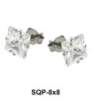 Stud Earring with Princess Cut CZ SQP