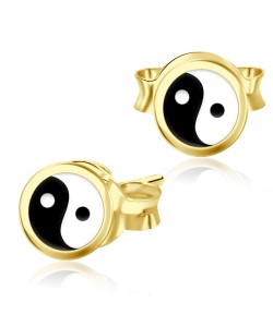 Gold Plated Stud Earring Big Yin Yang ST-25-GP