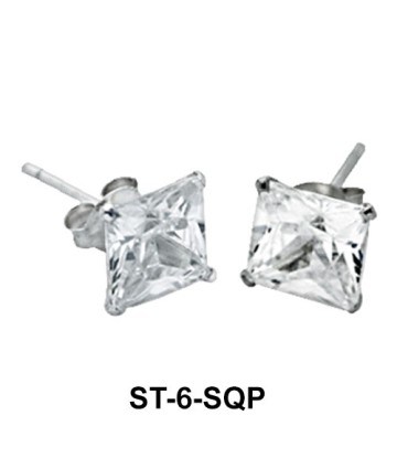 Big Square CZ Stud Earring ST-6-SQP