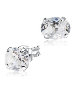 Stud Earring Round CZ ST-6x8-OS