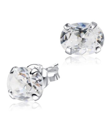 Stud Earring Round CZ ST-6x8-OS