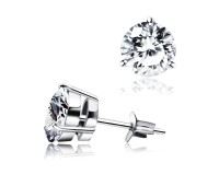 Round CZ Bezel Set Stud Earring STA-5-R