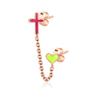 Cross and Heart Shaped Silver Stud Earring with Chain STC-101