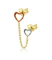 Double Hollow Heart Stud Earrings Chain STC-102