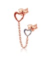 Double Hollow Heart Stud Earrings Chain STC-102