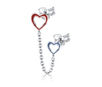 Double Hollow Heart Stud Earrings Chain STC-102