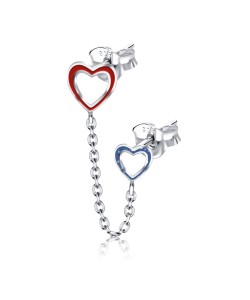 Double Hollow Heart Stud Earrings Chain STC-102