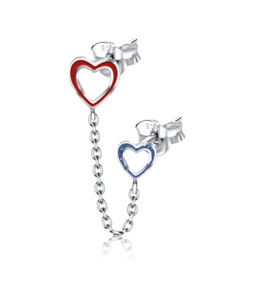 Double Hollow Heart Stud Earrings Chain STC-102