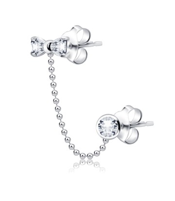 Bow Shaped Silver Stud Earrings STC-104