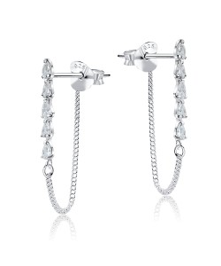 Shiny CZ with Chain Stud Earrings STC-209