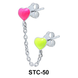 Stud Chain Double Enamel Heart STC-50
