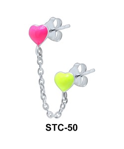 Stud Chain Double Enamel Heart STC-50