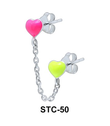 Stud Chain Double Enamel Heart STC-50