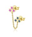 Star Enamel Color Stud Earrings Chain STC-54