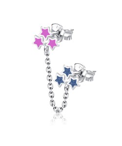 Star Enamel Color Stud Earrings Chain STC-54