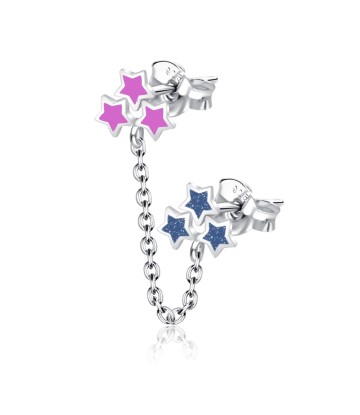 Star Enamel Color Stud Earrings Chain STC-54