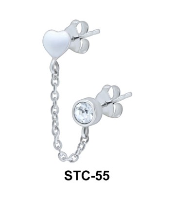 Stud Chain Crystal with Heart STC-55