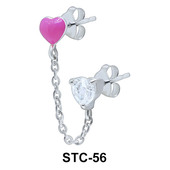 Stud Chain Crystal Enamel Heart STC-56