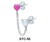 Stud Chain Crystal Enamel Heart STC-56