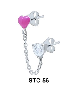 Stud Chain Crystal Enamel Heart STC-56