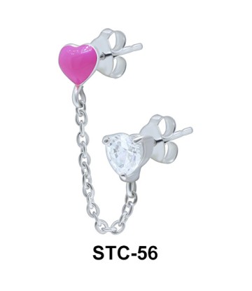 Stud Chain Crystal Enamel Heart STC-56