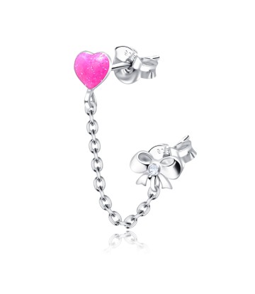 Heart and Bow Stud Earring Chain STC-63