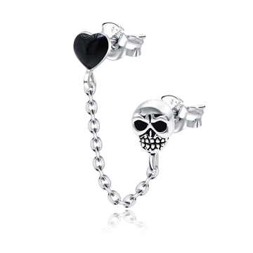 Heart and Skull Stud Earring Chain STC-65