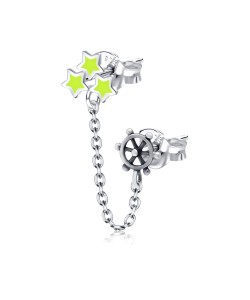 Star and Ship Steering Stud Earrings Chain STC-67