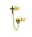 Cross and Skull Stud Earrings Chain STC-68