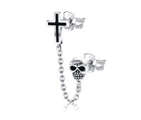 Cross and Skull Stud Earrings Chain STC-68