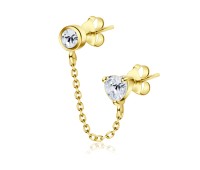 Gold Plated Cutie Round and Heart Stud Earring Chain STC-73-GP