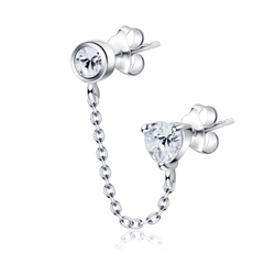 Cutie Round and Heart Stud Earring Chain STC-73