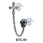 Stud Chain Cross and Skull STC-91