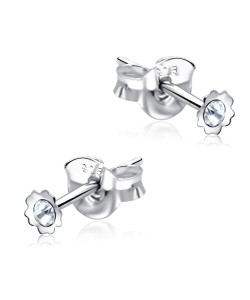 Stone Set Flower Shaped Stud Earrings STF-10