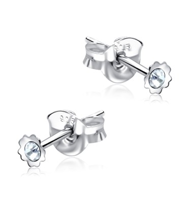 Stone Set Flower Shaped Stud Earrings STF-10