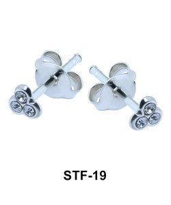 Stone Encrusted Clubs Shaped Stud Earrings STF-19