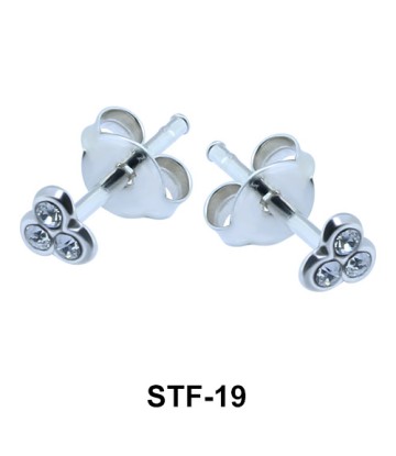 Stone Encrusted Clubs Shaped Stud Earrings STF-19