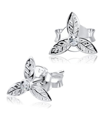 Three Leaves Clover Silver Stud Earrings STF-212 