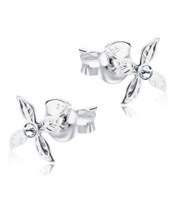 Stone Set Leafy Stud Earrings STF-213