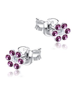 Stone Set Flower Shaped Stud Earrings STF-214