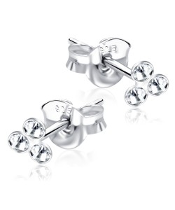 Stone Set Flower Shaped Stud Earrings STF-215