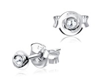 Bezel Set Stone Silver Studs Earrings STF-250