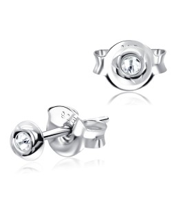 Bezel Set Stone Silver Studs Earrings STF-250