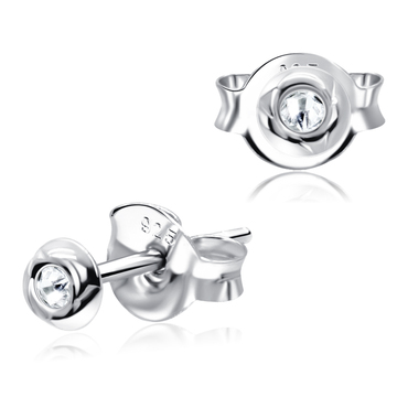 Bezel Set Stone Silver Studs Earrings STF-250