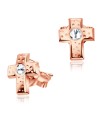 Stone Set Cross Shaped Stud Earrings STF-252