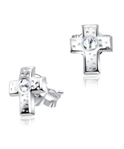 Stone Set Cross Shaped Stud Earrings STF-252