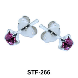 Prong Set Amethyst Stud Earrings STF-266